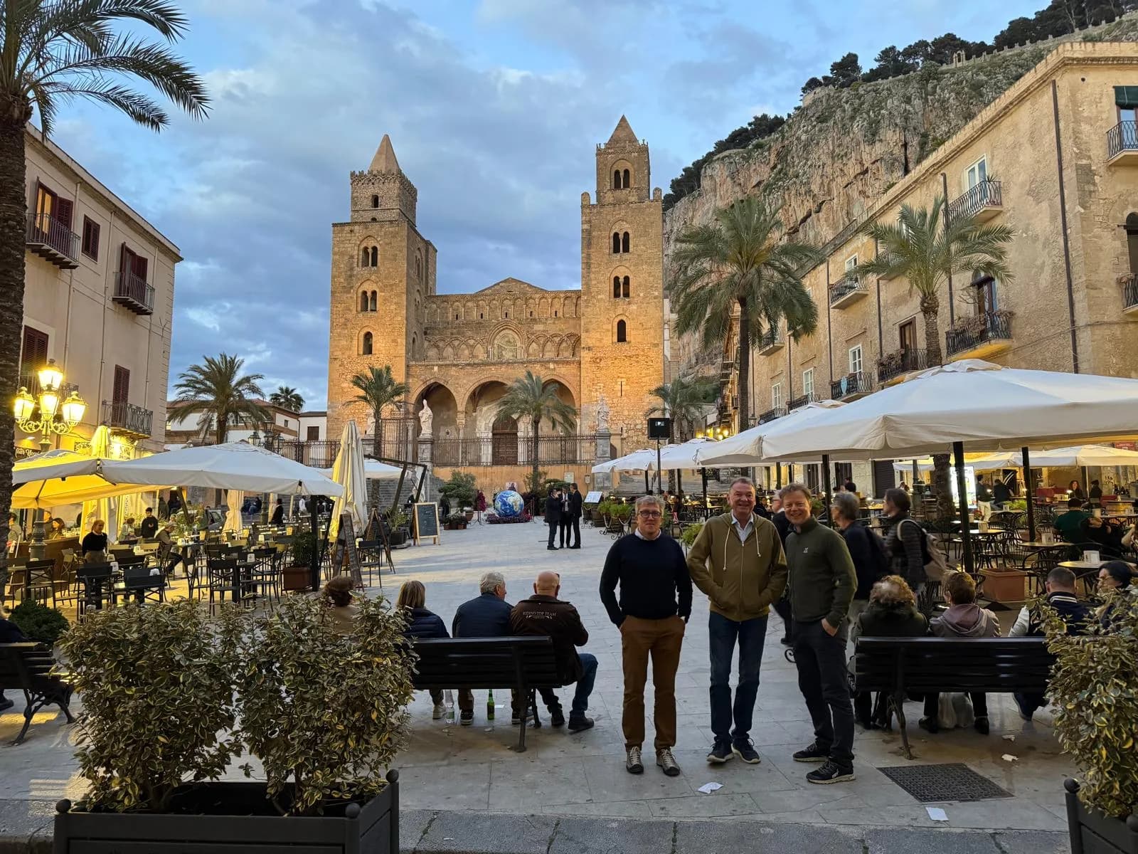 Cefalù Cathedral square at dusk