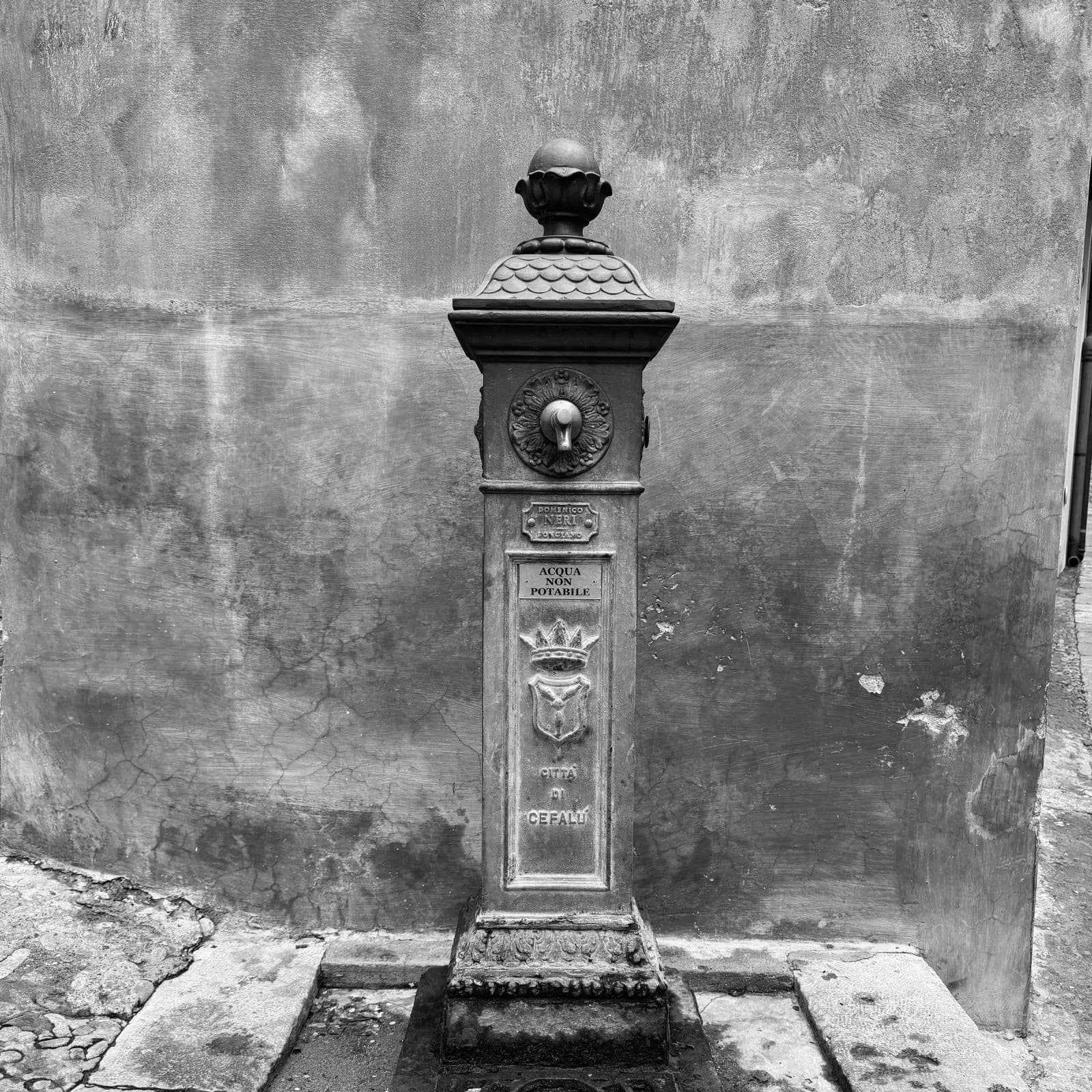 Public fountain in a Cefalù piazza